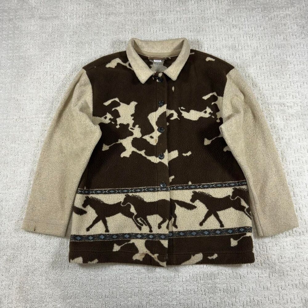 Vintage Horses cowboy western fleece jacket with horse print
